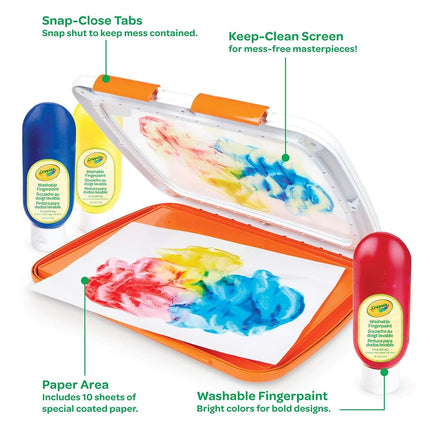 Crayola Washable Finger Paint Station, Less Mess Finger Paints for Toddlers, Kids Gifts for Holiday