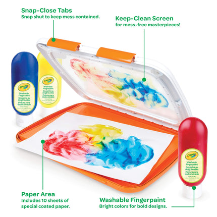 Crayola Washable Finger Paint Station, Less Mess Finger Paints for Toddlers, Kids Gifts for Holiday