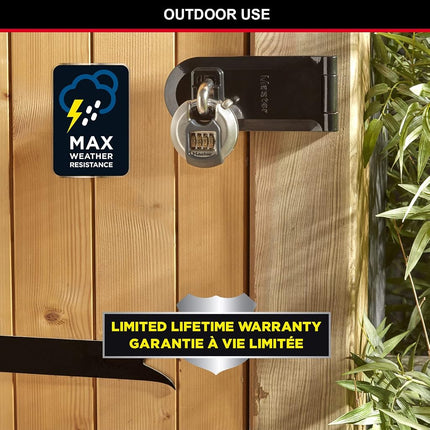 MASTER LOCK Heavy Duty Combination Padlock, Security Level 8/10, Combination, Outdoor, Stainless Steel, Weatherproof
