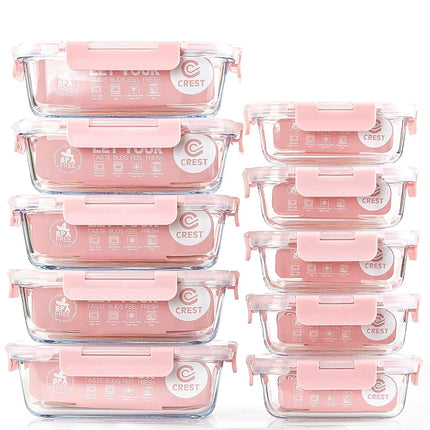 [10-Pack] Glass Meal Prep Containers - Food Storag