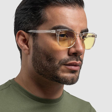 GUNNAR - Gaming and Computer Glasses - Blocks 65% Blue Light - Oakland, Crystal, Amber Tint, Amber, One Size