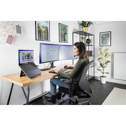 Kensington Monitor Arm with Vesa Mount - Monitor Arm for Two Screens with One-Touch Height Adjustable Settings, Dual Monitor Arm for Home Office, Monitor Mount with Gas Spring, Black (K59601WW)
