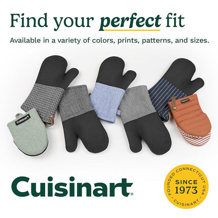 Manoplas de horno de cocina Cuisinart – Manoplas de cocina resistentes al calor para horno con palma de neopreno antideslizante, puño largo y relleno de algodón – Guantes de horno duraderos para cocinar, hornear y asar a la parrilla