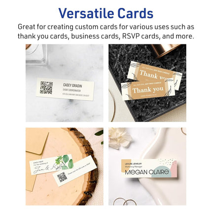 Avery Printable Rectangle Mini Business Cards, Sure Feed Technology, 1" x 3", Matte Ivory Cardstock, Print-To-The-Edge, Laser/Inkjet Printable, 800 Total