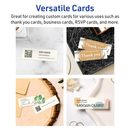 Avery Printable Rectangle Mini Business Cards, Sure Feed Technology, 1" x 3", Matte Ivory Cardstock, Print-To-The-Edge, Laser/Inkjet Printable, 800 Total