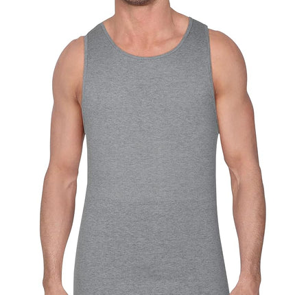 Fruit of the Loom Men's Tag-Free Cotton Undershirts, Regular - Tank - 4 Pack Black/Grey, S