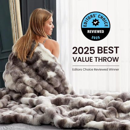 Cozy Bliss Faux Fur Throw Blanket for Couch, Bubble Plush Blanket Twin Size, Fuzzy Soft & Thick Blanket for Bed Sofa Living Room, 152.4 x 203.2cm Tie-dye Taupe