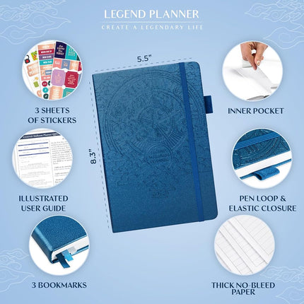 Legend Food Journal, Weight Loss & Meal Tracking Diary 5.8x8.3 Mystic Blue