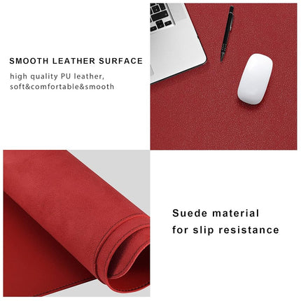 ZORESYN Large Conference Table Pads (200x90cm) - PU Leather Oversized Mouse pad Office Desk Mat - Nonslip Base and Waterproof Desktop Writing Pad Mouse Mat (Red)