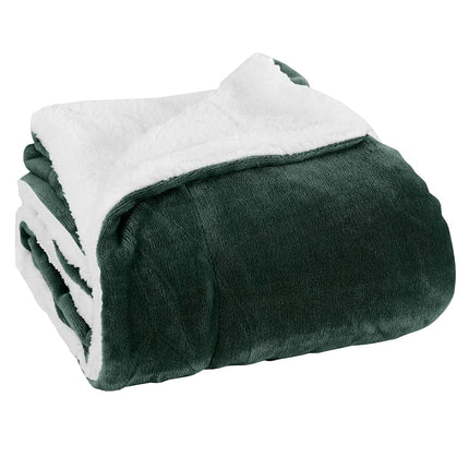 Manta Reversible Elegante Comfort, de Sherpa, Lisa, para Todas las Estaciones - Súper Suave, Acogedora y de Peluche - Manta Decorativa, Perfecta para Descansar, 50 x 60 pulgadas, Manta de Sherpa Verde Caza