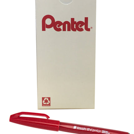 Pentel Arts Sign Pen Touch, Fude Brush Tip, Red In
