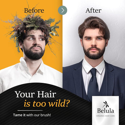Belula Men's Hair Grooming Set, Boar Bristle and Nylon Pin Brush, Comb, Bag