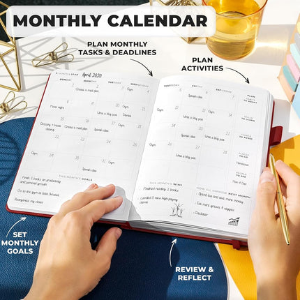 Clever Fox Planner Premium Edition - Luxurious Weekly & Monthly Planner to Increase Productivity and Hit Your Goals - Organizer - Undated, Start Anytime, A5, Lasts 1 Year, Wine Red (Weekly)