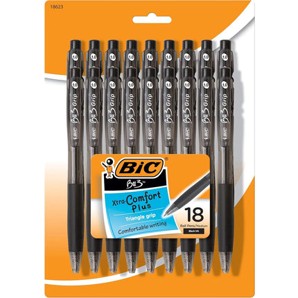 Bic Corporation BU3P18-BLK 18 Count Black BU3 Retractable Ball Point Pens - Pack of 4