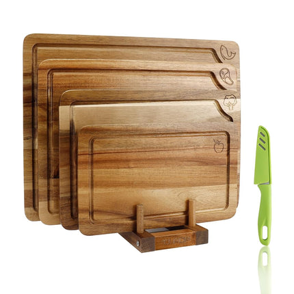 TJ POP Acacia Wood Chopping Board Set of 4, Wooden