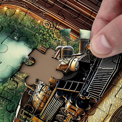 Train Forest Book Puzzle 1000 Pieces for Adults, Magic Vintage Plant Jigsaw Puzzles Castle, Fantasy Bookshelf Nature Tree Puzzles