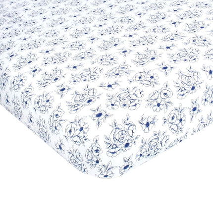 Hudson Baby Unisex Baby Cotton Fitted Crib Sheet, Blue Toile, One Size