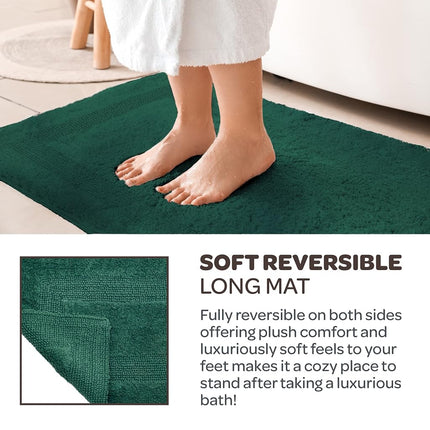 Bedford Home 100 Percent Cotton Reversible Long Bath Rug - Green - 24x60
