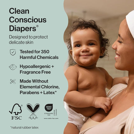 The Honest Company Clean Conscious Diapers | Plant-Based, Sustainable | Above It All + Pandas | Club Box, Size Newborn, 72 Count