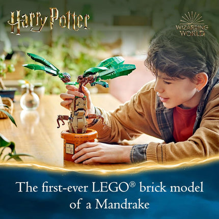 LEGO Harry Potter Mandrake Set, Kids' Magical Artifical Plant Toy with Vase, Wizarding World Treat for 10 Plus Year Old Girls, Boys & Fans, Creative Bedroom Decoration or Desk Accessory 76433