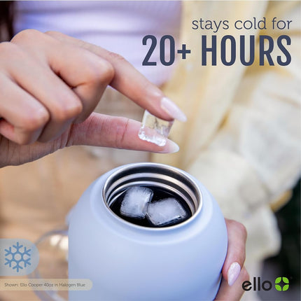 Bouteille d'eau en acier inoxydable Ello Cooper 946 ml avec paille et poignée de transport, double paroi et isolation sous vide, couvercle de verrouillage étanche avec bec en silicone souple, réutilisable, sans BPA, sauge