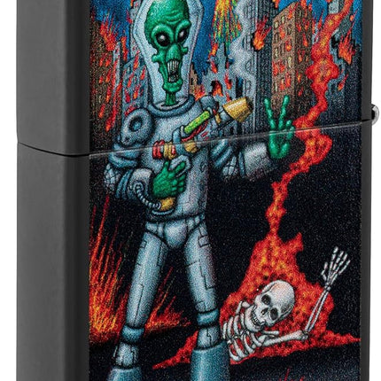 Zippo Alien Attack Design Black Matte Pocket Lighter