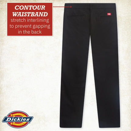 Dickies Women's Straight Flex Twill Pant Khakis, Rinsed Black, 18W