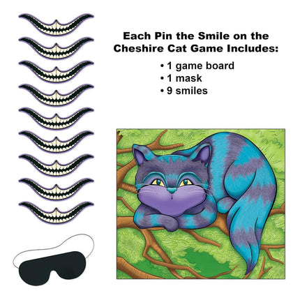 Beistle 60063, 6 Piece Pin The Smile On The Cheshire Cat Games, 16" x 18", Multicolor