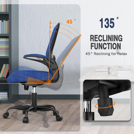 Office Chair, Ergonomic Desk Chair with Adjustable Lumbar Support, High Back Mesh Computer Chair with Flip-up Armrests-BIFMA Passed Task Chairs (Modern, Royal Blue)