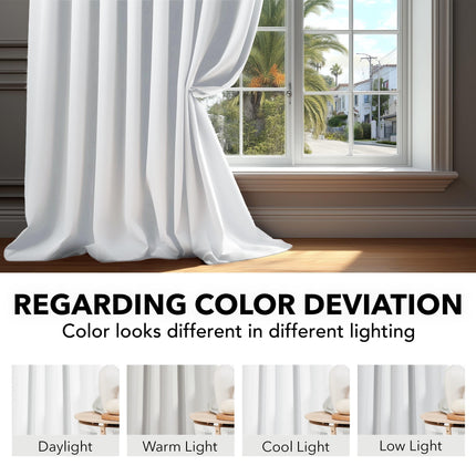 Deconovo Long Back Tab Curtains for Sliding Door - Back Tab and Rod Pocket Curtain Drapes for Hall Room, 42x108 Inch, White, 2 Panels