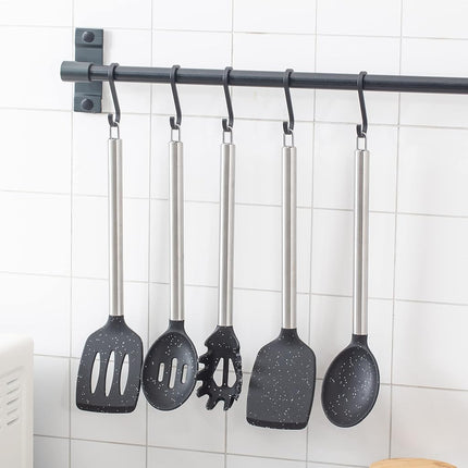 COOK WITH COLOR Silicone Cooking Utensils, 5 Pc Kitchen Utensil Set, Easy to Clean Silicone Kitchen Utensils, Cooking Utensils for Nonstick Cookware, Kitchen Gadgets Set (Black Speckled)