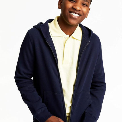 French Toast Boys' Fleece Hooded Sweatshirt, Navy, 3T