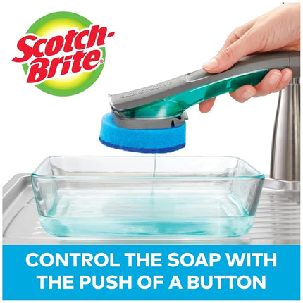 Scotch-Brite Non-Scratch Advanced Soap Control Dishwand Kit, Includes 1 Wand & 6 Refill Pads, Control Soap with A Button, Keep Your Hands Out of Dirty Water