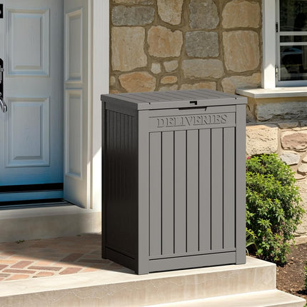 48 Gallon Package Delivery Box for Porch, Storage Box with Lockable Secure, Large Double-Wall Resin Outdoor Package Delivery and Waterproof Deck Box