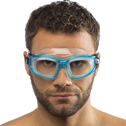 Cressi Galileo Goggles T/Glass Aquamarine - Adult Swimming Goggles With Tempered Glass Anti Fog 100% Anti UV, Clear/Aquamarine, One Size