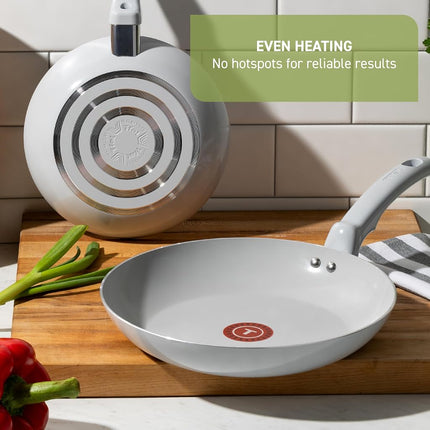 Sartén para saltear antiadherente de cerámica T-FAL Refresh con tapa de 5 cuartos, fabricado sin PFOA ni PTFE, apto para horno y asador hasta 177 °C, sartén, mango que se mantiene frío, ollas y sartenes, verde menta