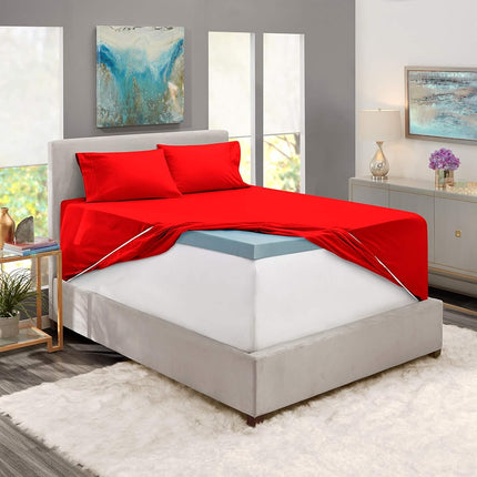 Nestl Twin Bed Sheet Set - Red - 3-Piece Extra Deep Pocket