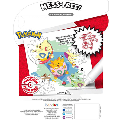 Pokemon 20 Page Imagine Ink Coloring Book Pad, Mess Free Marker Bendon 54126