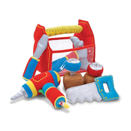Juguete Melissa & Doug "Caja de herramientas de vaciar y llenar" para niños pequeños con taladro vibratorio (9 piezas)