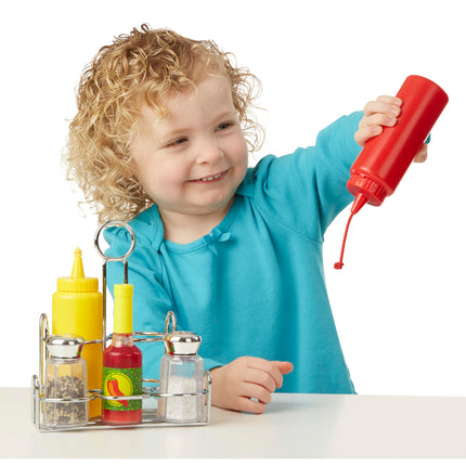 Melissa & Doug Juego de cocina de juguete con accesorios de condimentos, comida de juguete, producto original 9358