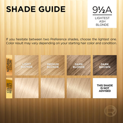 L'Oréal Paris Superior Preference Permanent Hair Color, 9.5A Lightest Ash Blonde