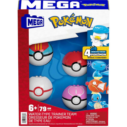 MEGA Pokémon Action Figure Building Toys Set, Water-Type Trainer Team with 79 Pieces, 2 Inches Tall, for Kids, JCT42
