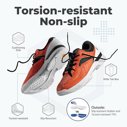 FitVille Men's Wide Tennis Shoes Comfortable Pickleball Shoes with Arch Support for Plantar Fasciitis Wide Feet Orange