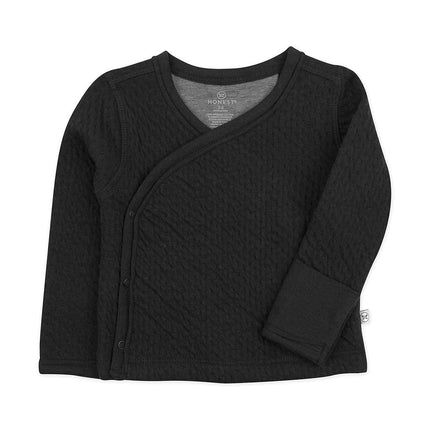Haut à pression latérale en matelassé de coton biologique HonestBaby pour bébés filles, noir, 0-3 mois