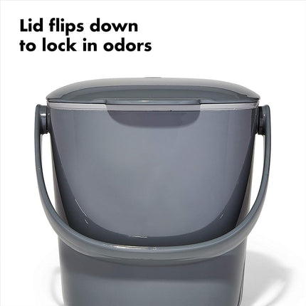 OXO Good Grips Easy-Clean Compost Bin - Charcoal - 0.75 Gal/2.83 L, Gray