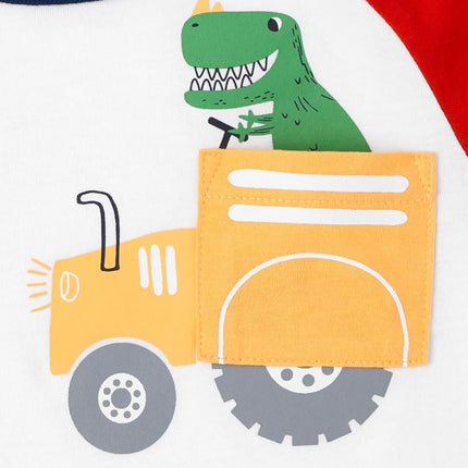 The Children's Place T-shirts à manches courtes et col rond pour bébés et tout-petits, lot de 4 motifs Dino Farmer, 4T