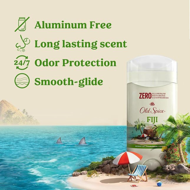 Old Spice Aluminum Free Deodorant for Men, 24/7 Long Lasting Freshness, 24/7 Sweat & Odor Protection, Fiji with Palm Tree Scent Deodorant with Travel-Size Swagger Scent Body Wash, 3 oz (Pack of 3)