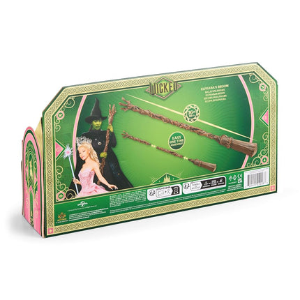 The Noble Collection Wicked Elphaba's Broom Replica Movie Prop Toy, Green, Wood, Synthetic, Hard Floor