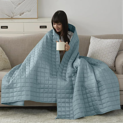 YnM King Size Cooling Weighted Blanket for Adults (88x104 Inches, 25 Pounds, Sea Grass), Perfect for Hot Sleepers with Cooling Rayon/Glass Beads, Heavy Bed Blanket for Couple on Queen or King Bed