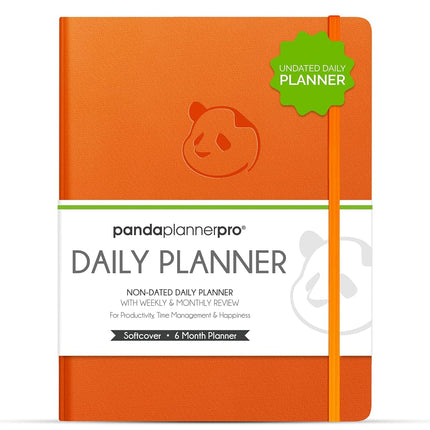 Panda Planner Pro - Best Daily Planner for Happiness & Productivity - 8.5 x 11 Softcover - Undated Day - Guaranteed to Get You Organized - Gratitude & Goals Journal (Orange)